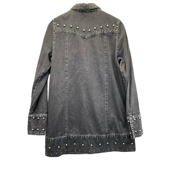 Free People Bennett Mini Denim Studded Dress Jacket Black Sz Medium - Picture 10 of 15